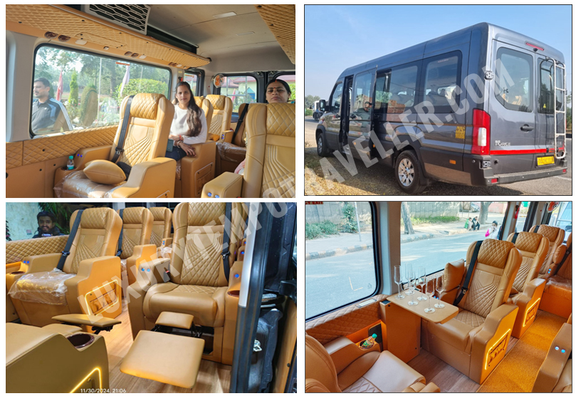 10+1 seater ultra luxury force urbania luxury van with 1x1 massager recliner motorized seats hire in delhi noida gurgaon india