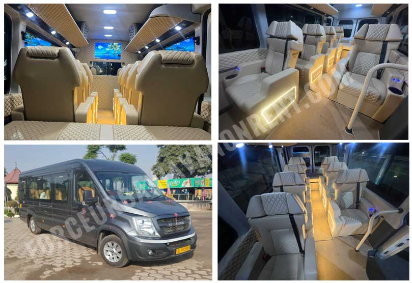 11 seater force urbania luxury van with 1x1 modified seats hire in delhi